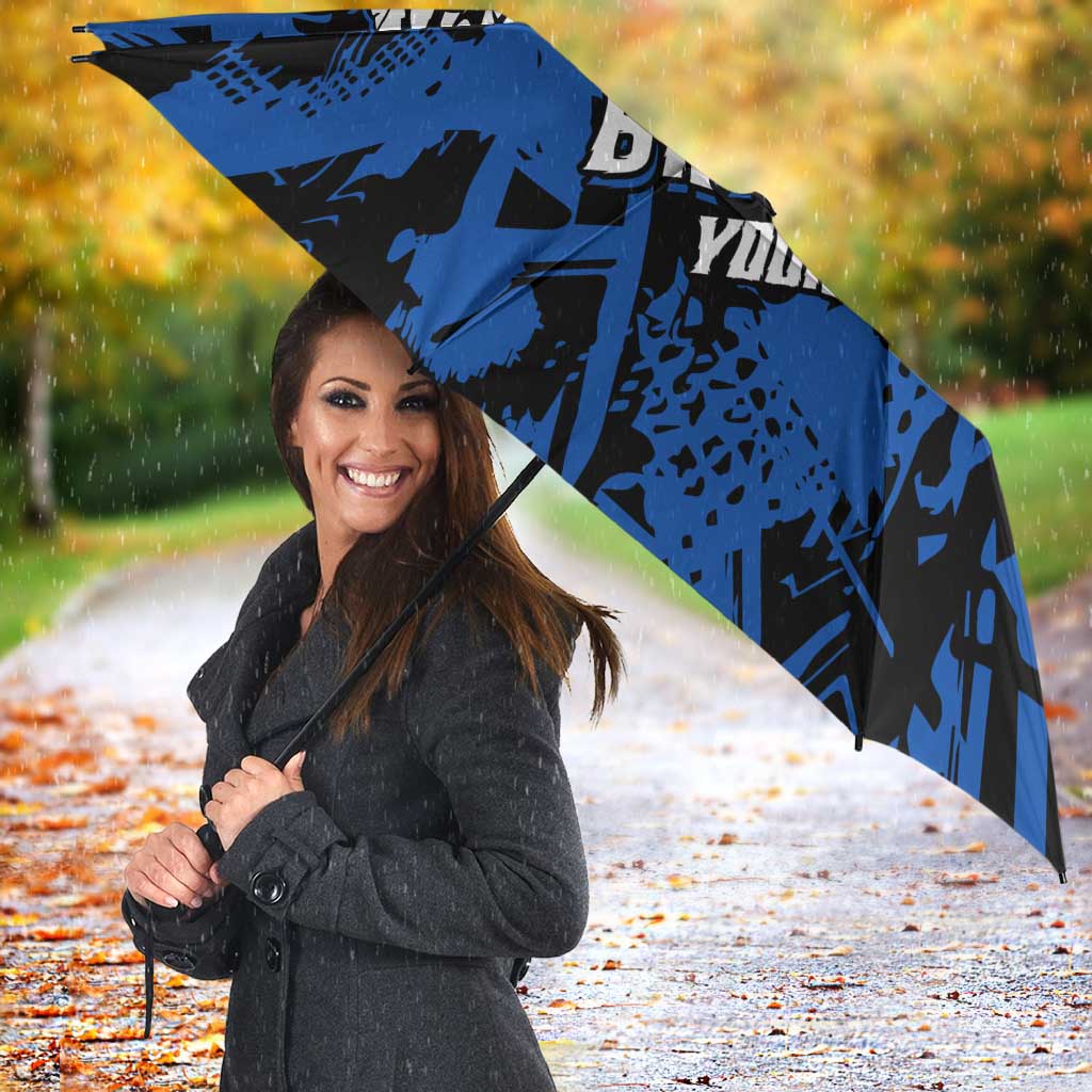 Personalized Motocross Rider Umbrella with Blue Graffiti Splash Pattern - Wonder Print Shop