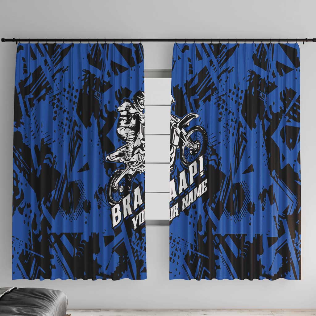 Personalized Motocross Rider Window Curtain with Blue Graffiti Splash Pattern - Wonder Print Shop