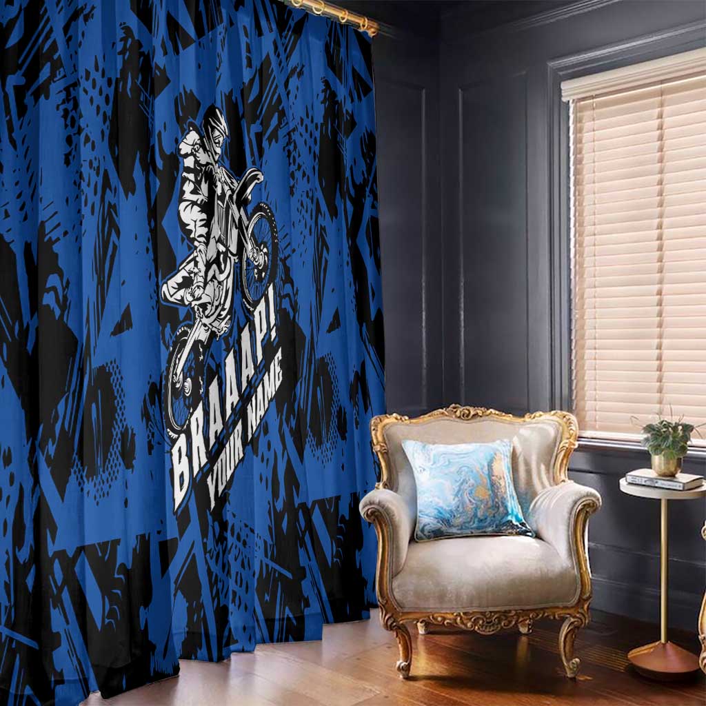 Personalized Motocross Rider Window Curtain with Blue Graffiti Splash Pattern - Wonder Print Shop