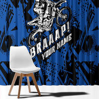 Personalized Motocross Rider Window Curtain with Blue Graffiti Splash Pattern - Wonder Print Shop