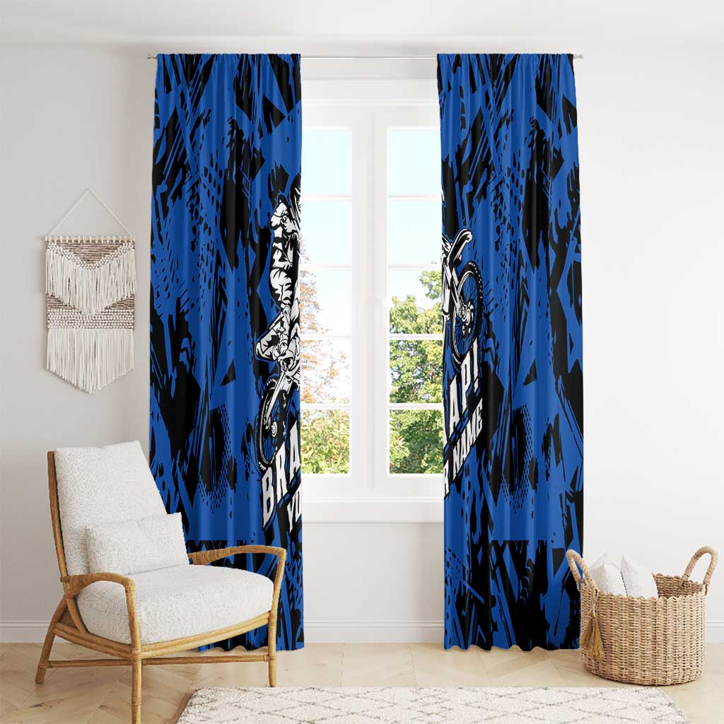 Personalized Motocross Rider Window Curtain with Blue Graffiti Splash Pattern - Wonder Print Shop