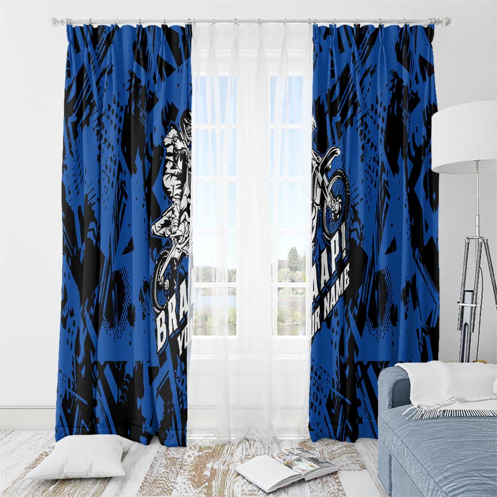 Personalized Motocross Rider Window Curtain with Blue Graffiti Splash Pattern - Wonder Print Shop