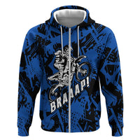 Personalized Motocross Rider Zip Hoodie with Blue Graffiti Splash Pattern - Wonder Print Shop