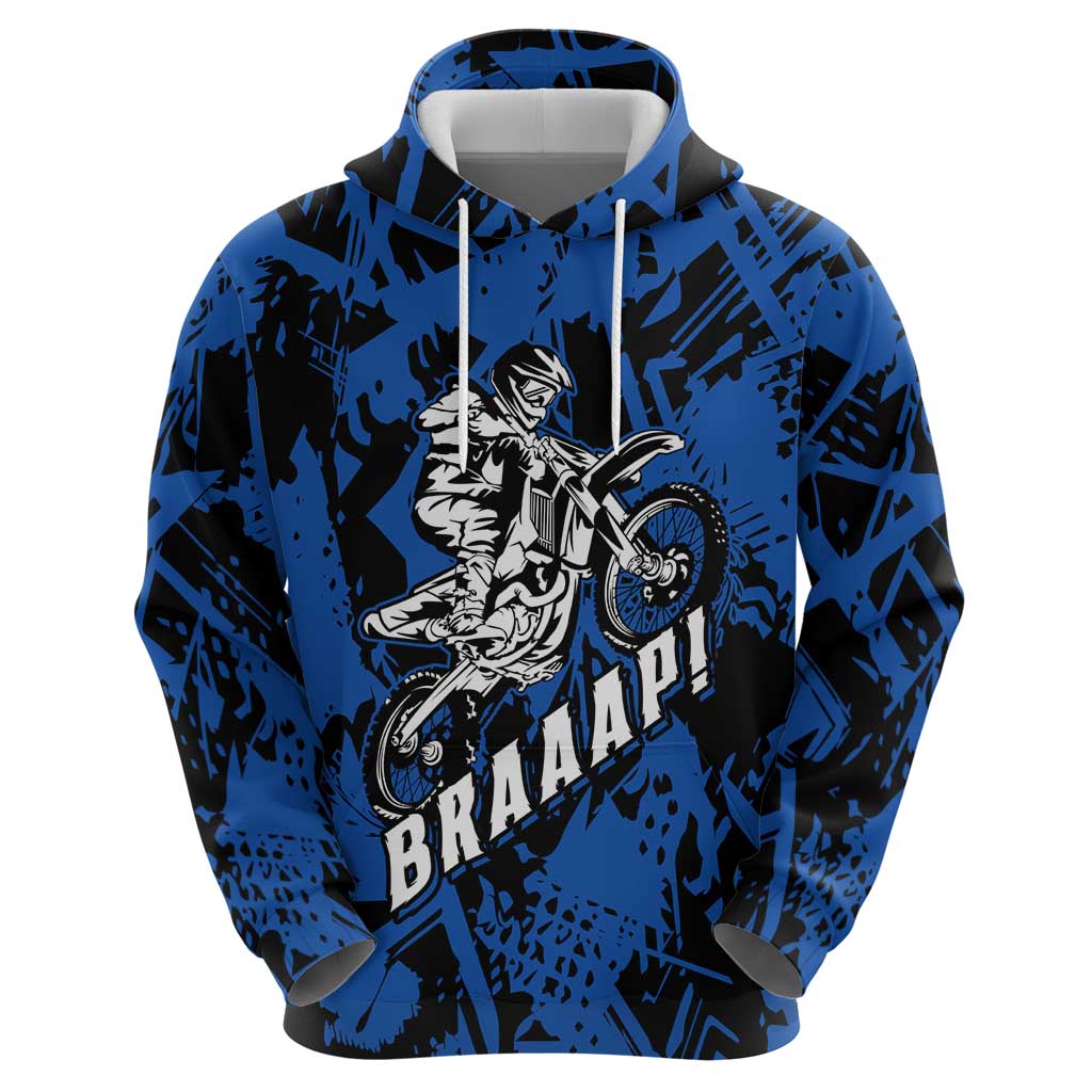 Personalized Motocross Rider Zip Hoodie with Blue Graffiti Splash Pattern - Wonder Print Shop