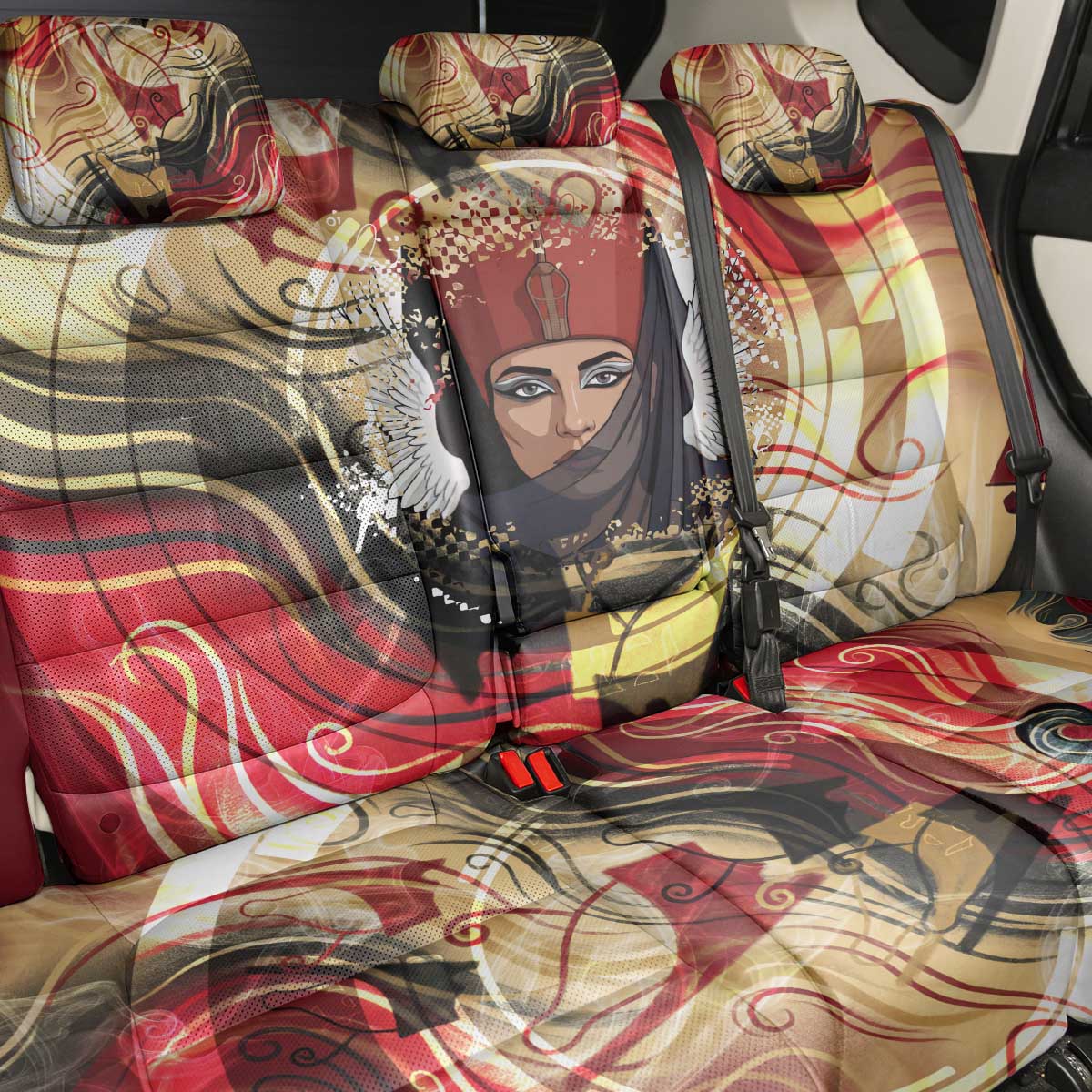 Amunet Back Car Seat Cover with Egyptian Queen Portrait Ancient Mythology