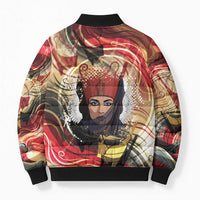 Amunet Bomber Puffer Jacket with Egyptian Queen Portrait Ancient Mythology