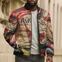 Amunet Bomber Puffer Jacket with Egyptian Queen Portrait Ancient Mythology