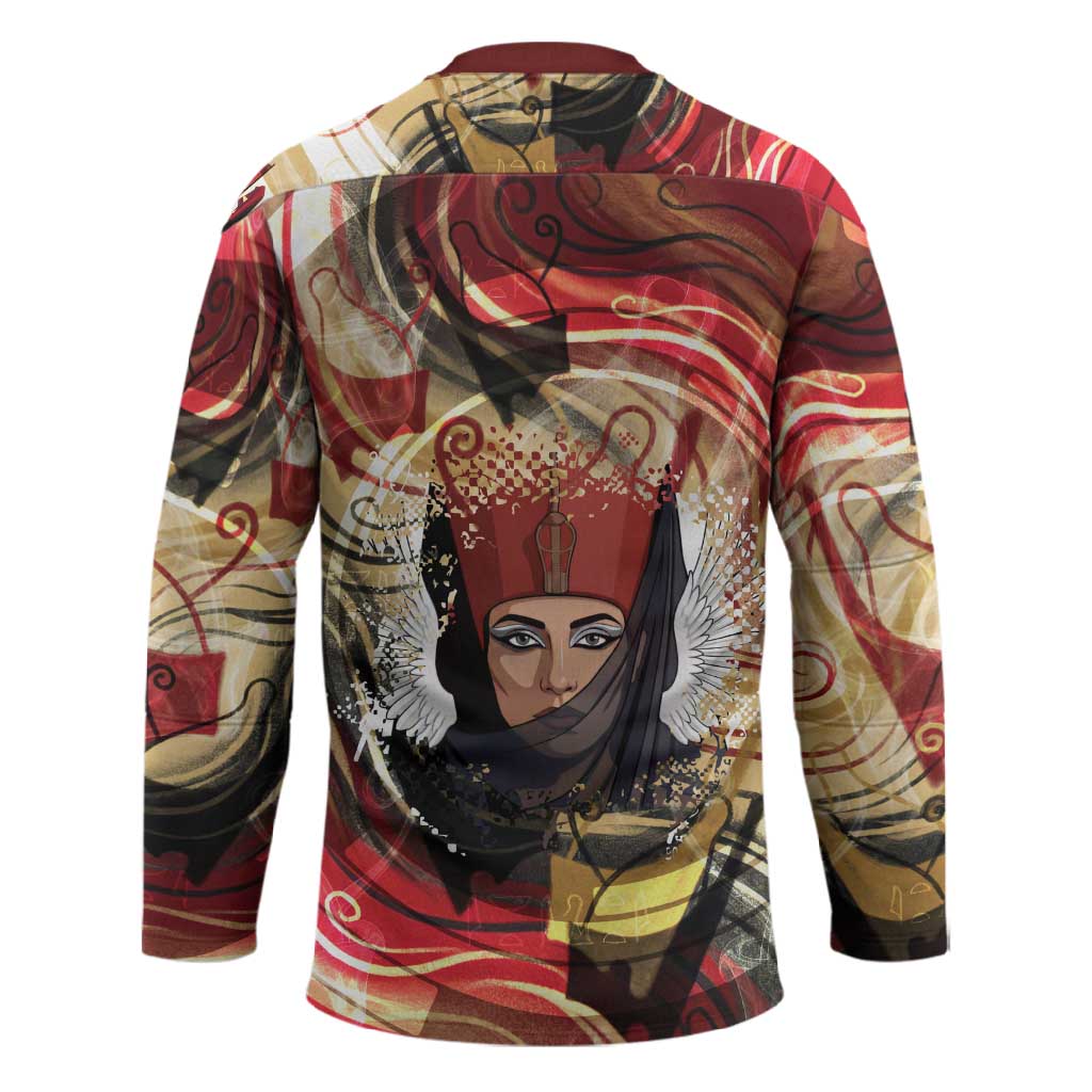 Amunet Hockey Jersey with Egyptian Queen Portrait Ancient Mythology