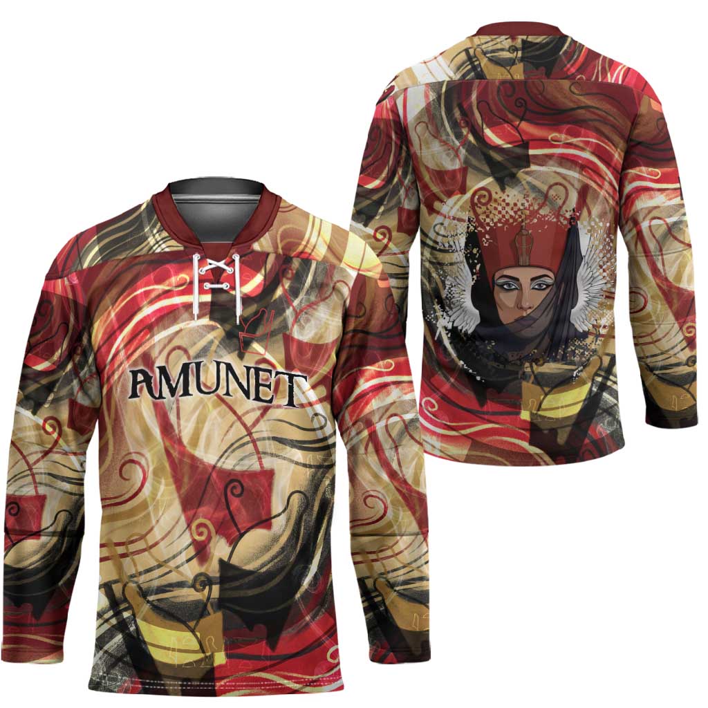 Amunet Hockey Jersey with Egyptian Queen Portrait Ancient Mythology