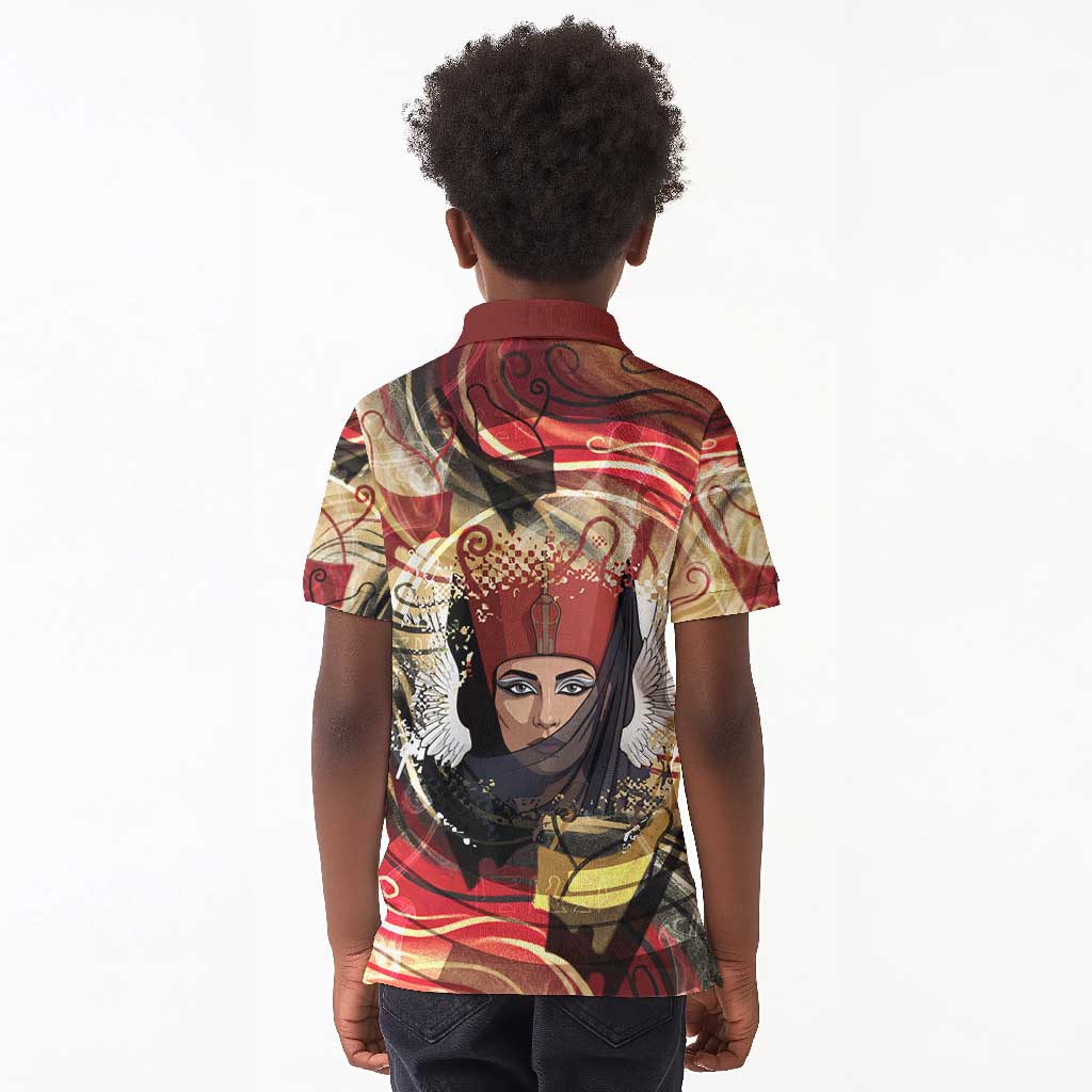 Amunet Kid Polo Shirt with Egyptian Queen Portrait Ancient Mythology