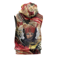 Amunet Sleeveless Hoodie with Egyptian Queen Portrait Ancient Mythology