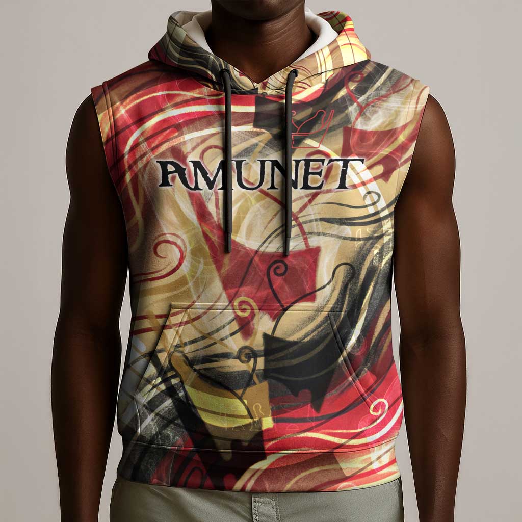 Amunet Sleeveless Hoodie with Egyptian Queen Portrait Ancient Mythology