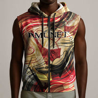 Amunet Sleeveless Zip Hoodie with Egyptian Queen Portrait Ancient Mythology