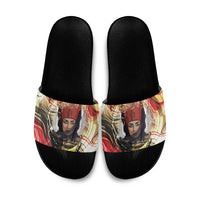 Amunet Slide Sandals with Egyptian Queen Portrait Ancient Mythology