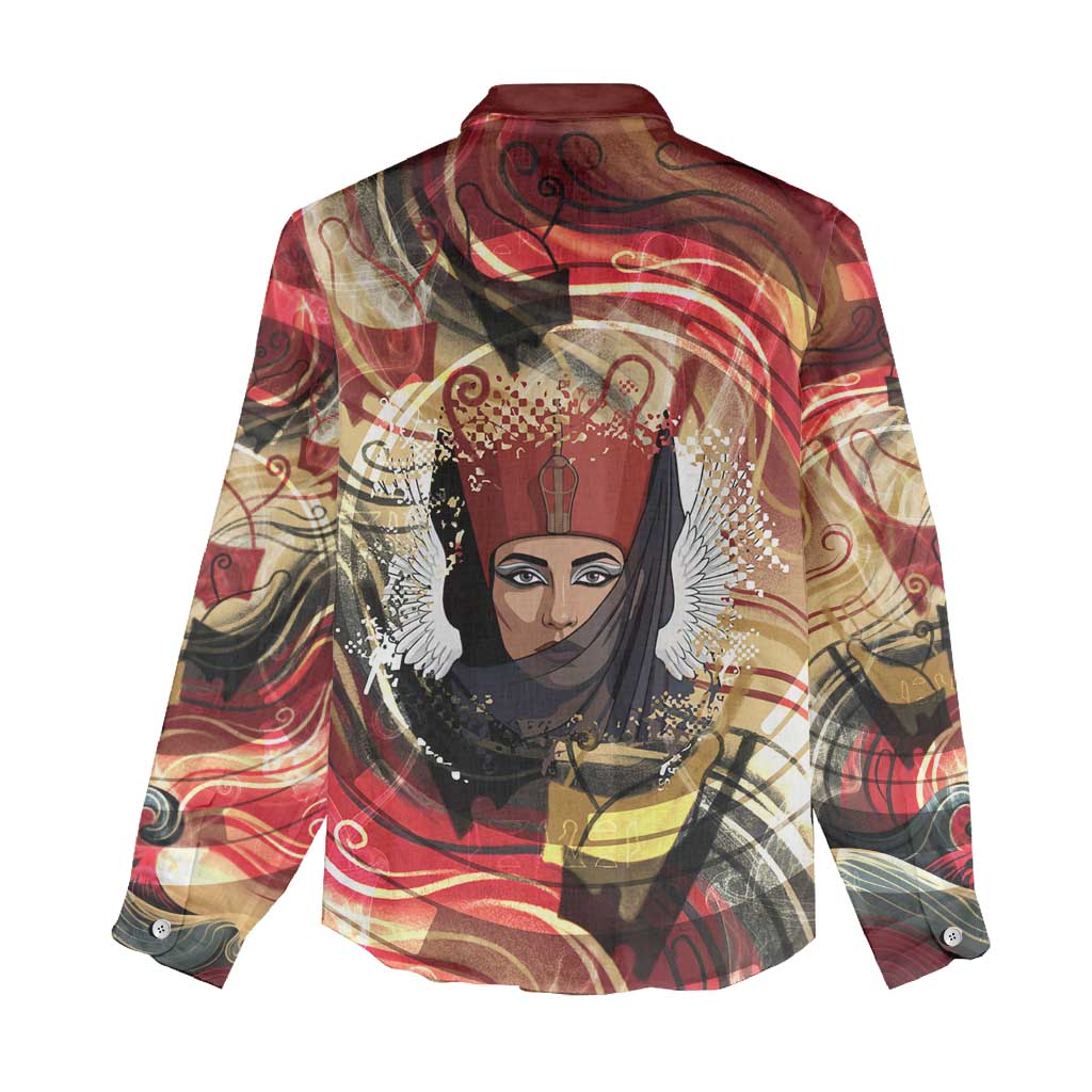 Amunet Women Casual Shirt with Egyptian Queen Portrait Ancient Mythology