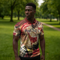 Amunet Zipper Polo Shirt with Egyptian Queen Portrait Ancient Mythology
