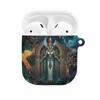 Amunet Ancient Temple Egyptian AirPods Case with Golden Serpent Mythology in Teal Tones
