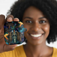 Amunet Ancient Temple Egyptian AirPods Case with Golden Serpent Mythology in Teal Tones