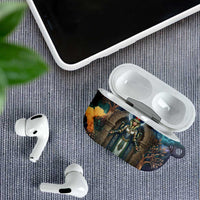 Amunet Ancient Temple Egyptian AirPods Case with Golden Serpent Mythology in Teal Tones