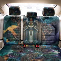Amunet Ancient Temple Egyptian Back Car Seat Cover with Golden Serpent Mythology in Teal Tones
