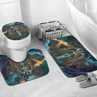 Amunet Ancient Temple Egyptian Bathroom Set with Golden Serpent Mythology in Teal Tones