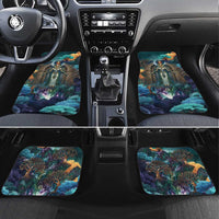 Amunet Ancient Temple Egyptian Car Mats with Golden Serpent Mythology in Teal Tones