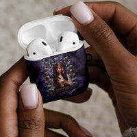 Anput Sacred Urn AirPods Case with Papyrus Flowers Egyptian Guardian in Violet Mist