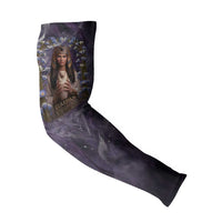 Anput Sacred Urn Arm Sleeves with Papyrus Flowers Egyptian Guardian in Violet Mist