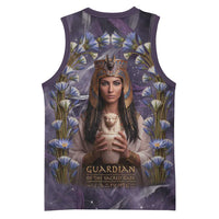 Anput Sacred Urn Basketball Jersey with Papyrus Flowers Egyptian Guardian in Violet Mist
