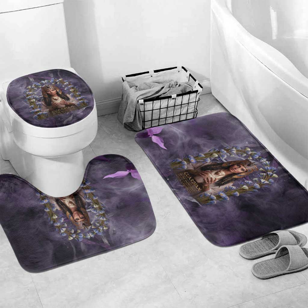Anput Sacred Urn Bathroom Set with Papyrus Flowers Egyptian Guardian in Violet Mist