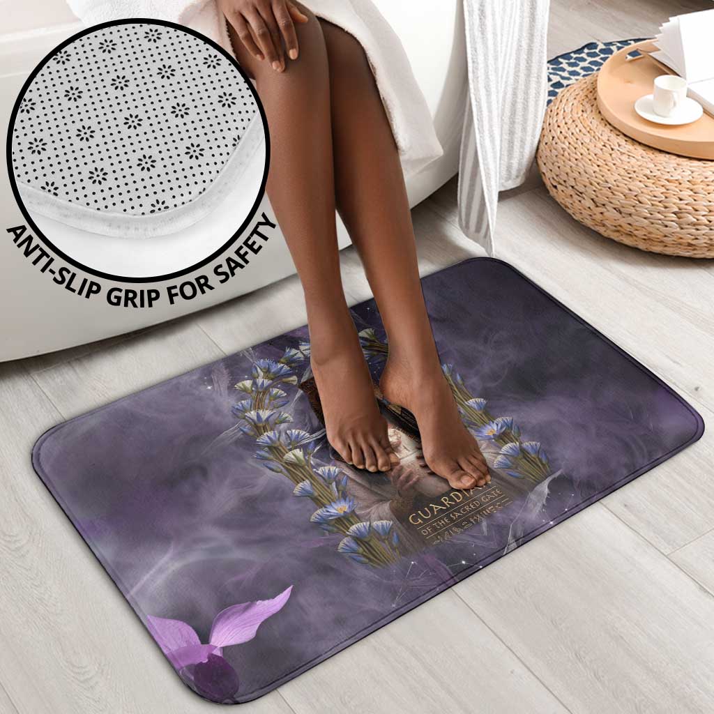 Anput Sacred Urn Bathroom Set with Papyrus Flowers Egyptian Guardian in Violet Mist