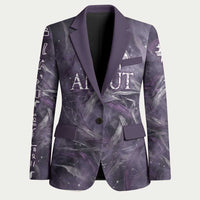 Anput Sacred Urn Blazer with Papyrus Flowers Egyptian Guardian in Violet Mist