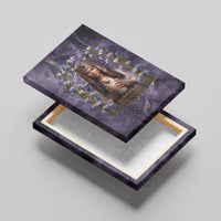 Anput Sacred Urn Canvas Wall Art with Papyrus Flowers Egyptian Guardian in Violet Mist