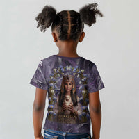 Anput Sacred Urn Kid T shirt with Papyrus Flowers Egyptian Guardian in Violet Mist