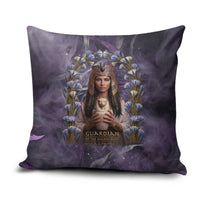 Anput Sacred Urn Pillow Cover with Papyrus Flowers Egyptian Guardian in Violet Mist