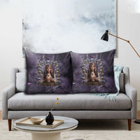 Anput Sacred Urn Pillow Cover with Papyrus Flowers Egyptian Guardian in Violet Mist