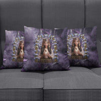 Anput Sacred Urn Pillow Cover with Papyrus Flowers Egyptian Guardian in Violet Mist