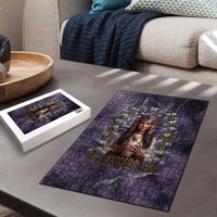 Anput Sacred Urn Puzzle with Papyrus Flowers Egyptian Guardian in Violet Mist