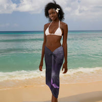 Anput Sacred Urn Sarong with Papyrus Flowers Egyptian Guardian in Violet Mist
