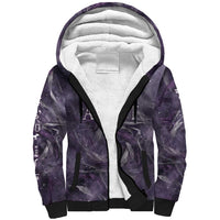 Anput Sacred Urn Sherpa Hoodie with Papyrus Flowers Egyptian Guardian in Violet Mist