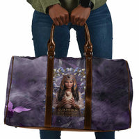 Anput Sacred Urn Travel Bag with Papyrus Flowers Egyptian Guardian in Violet Mist