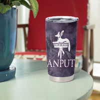Anput Sacred Urn Tumbler Cup with Papyrus Flowers Egyptian Guardian in Violet Mist