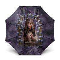 Anput Sacred Urn Umbrella with Papyrus Flowers Egyptian Guardian in Violet Mist