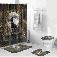 Anput Jackal Mask Bathroom Set with Full Moon Egyptian Afterlife Symbolism