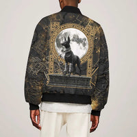 Anput Jackal Mask Bomber Jacket with Full Moon Egyptian Afterlife Symbolism