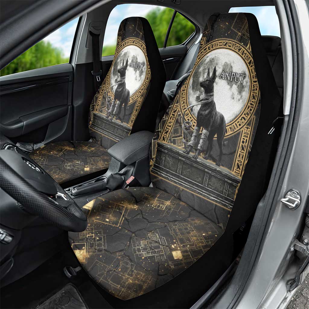 Anput Jackal Mask Car Seat Cover with Full Moon Egyptian Afterlife Symbolism