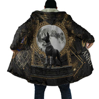 Anput Jackal Mask Cloak with Full Moon Egyptian Afterlife Symbolism
