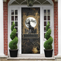 Anput Jackal Mask Door Cover with Full Moon Egyptian Afterlife Symbolism