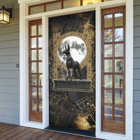 Anput Jackal Mask Door Cover with Full Moon Egyptian Afterlife Symbolism
