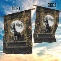 Anput Jackal Mask Garden Flag with Full Moon Egyptian Afterlife Symbolism